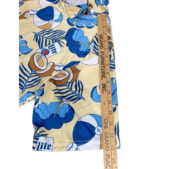 KC Brand Hawaiian Shirt Medium Lite Beer Button Up Polyester Coconuts B-Ball - Picture 8 of 10